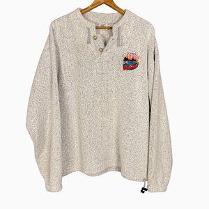 Vintage Speckled Henley Pullover Cabincore Canada Sweatshirt GorpCore Sweater
